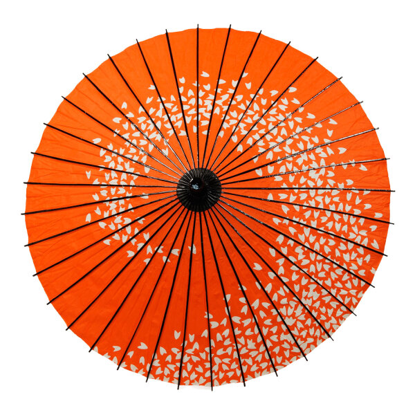 Sonnenschirm Papier / Bambus Kirschbl&uuml;tenranke 42 x 80 cm, Farbe Rot